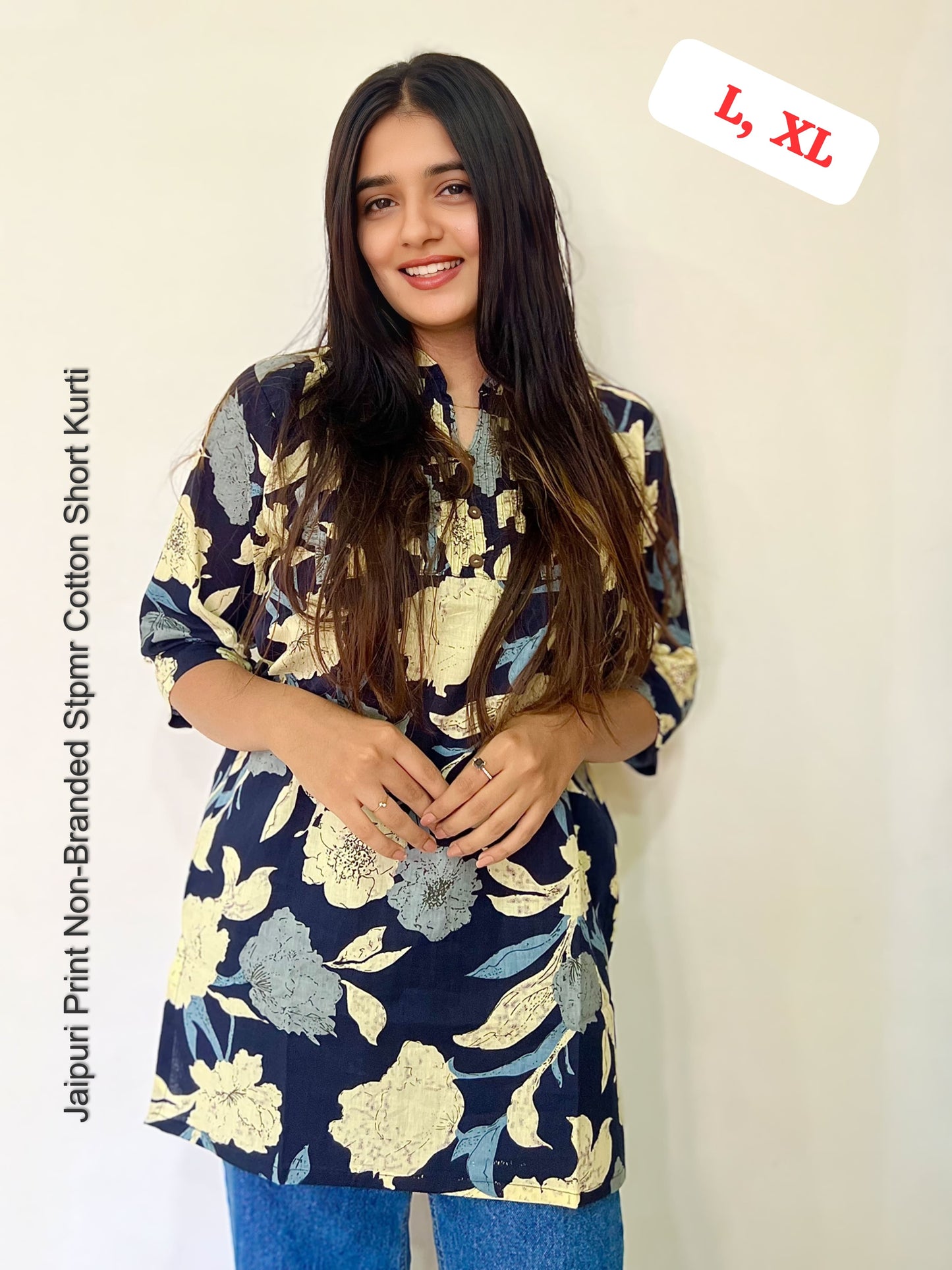 Jaipuri Print Non-Branded Stpmr Cotton Short Kurti