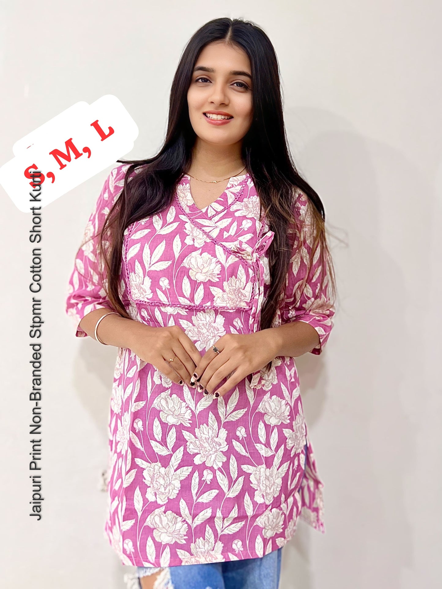 Jaipuri Print Non-Branded Stpmr Cotton Short Kurti