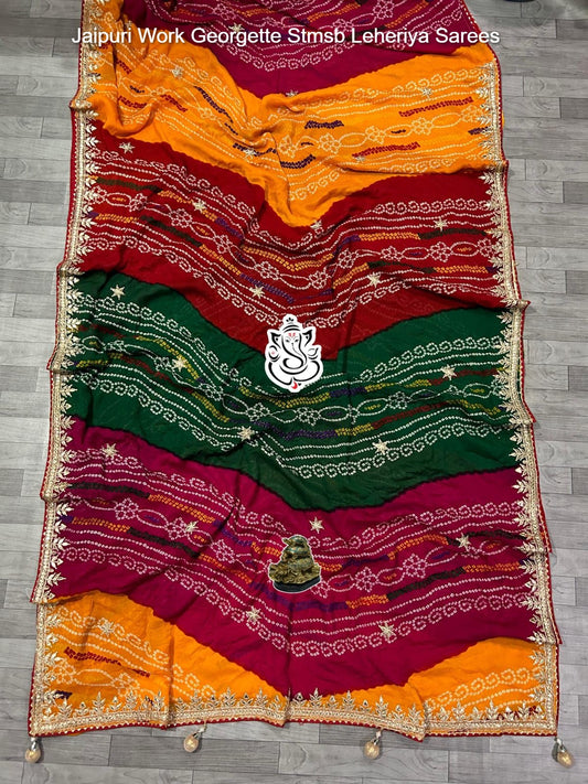Jaipuri Work Georgette Stmsb Leheriya Sarees