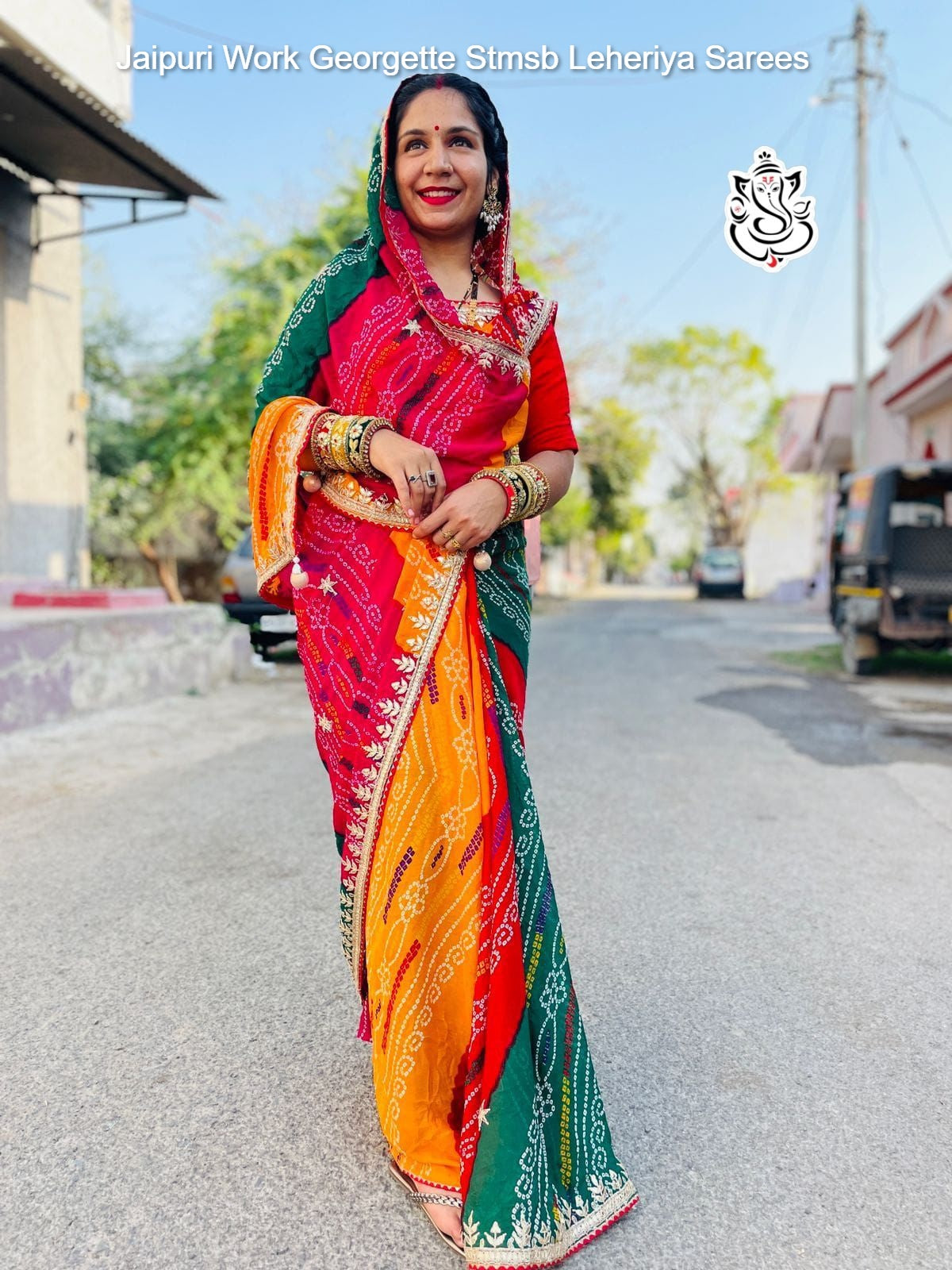 Jaipuri Work Georgette Stmsb Leheriya Sarees