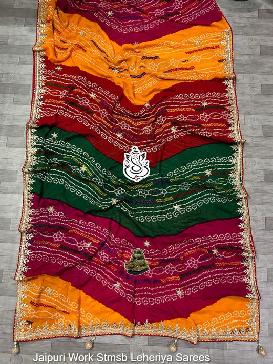 Jaipuri Work Stmsb Leheriya Sarees