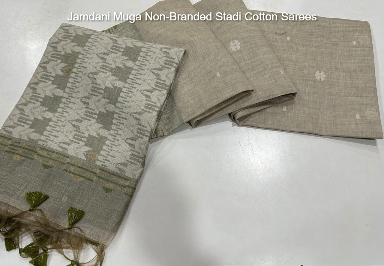 Jamdani Muga Non-Branded Stadi Cotton Sarees
