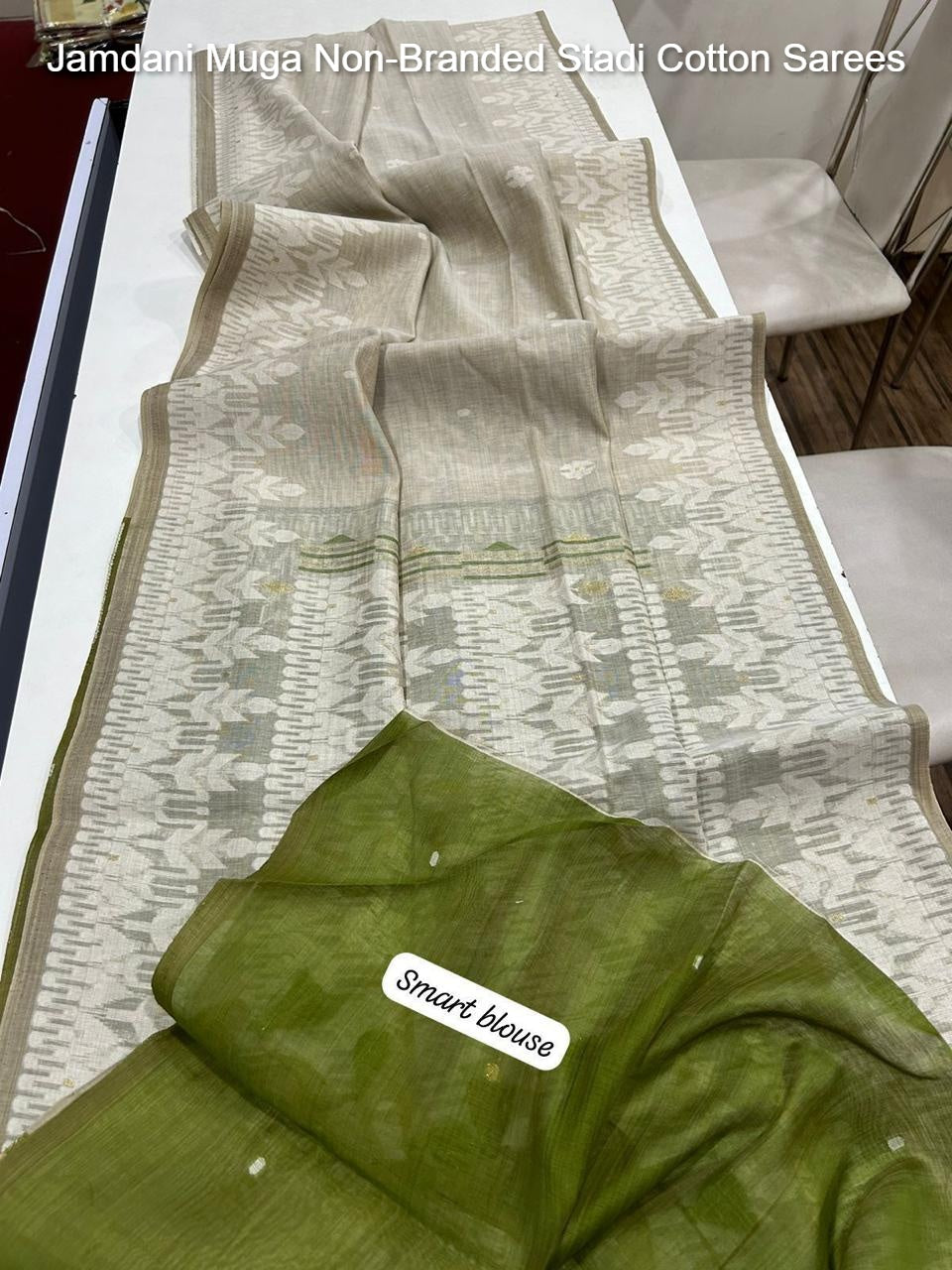 Jamdani Muga Non-Branded Stadi Cotton Sarees