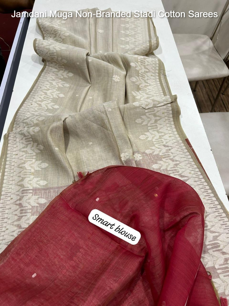 Jamdani Muga Non-Branded Stadi Cotton Sarees