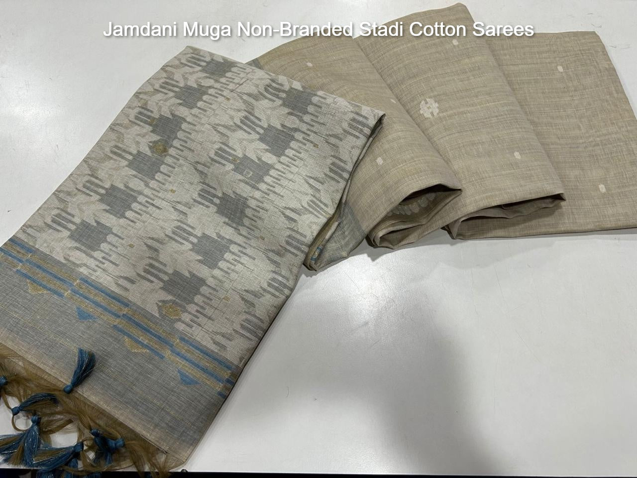 Jamdani Muga Non-Branded Stadi Cotton Sarees
