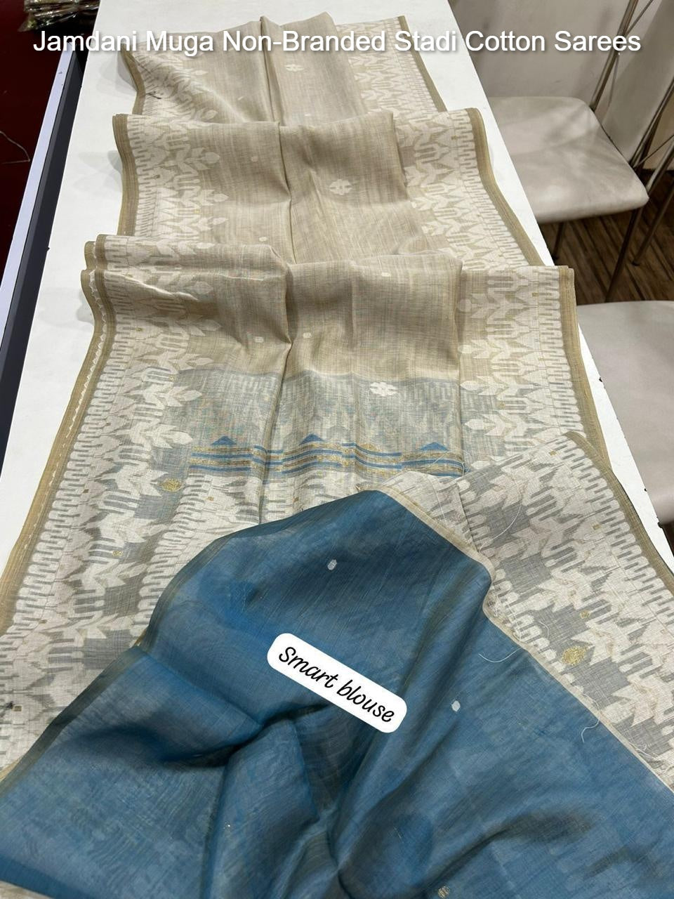 Jamdani Muga Non-Branded Stadi Cotton Sarees