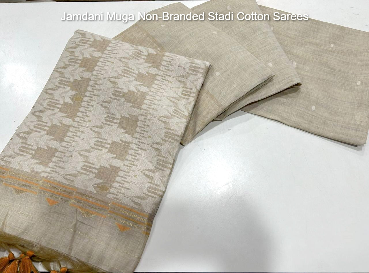 Jamdani Muga Non-Branded Stadi Cotton Sarees