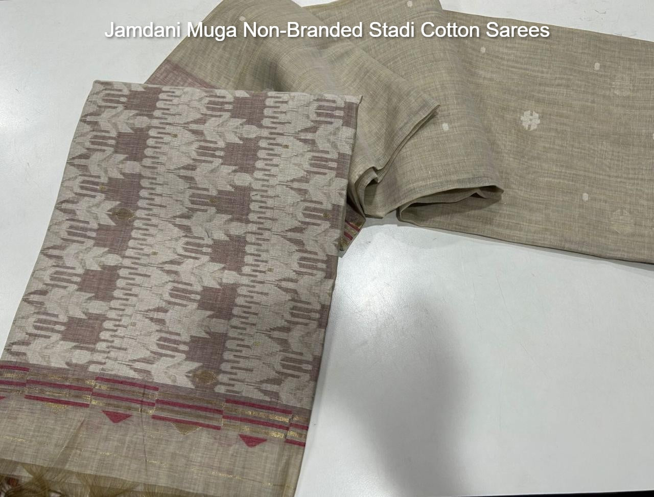 Jamdani Muga Non-Branded Stadi Cotton Sarees
