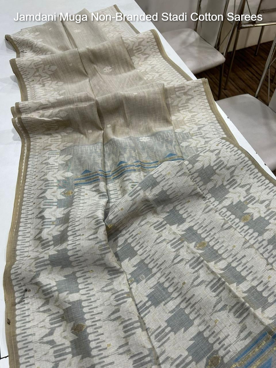 Jamdani Muga Non-Branded Stadi Cotton Sarees