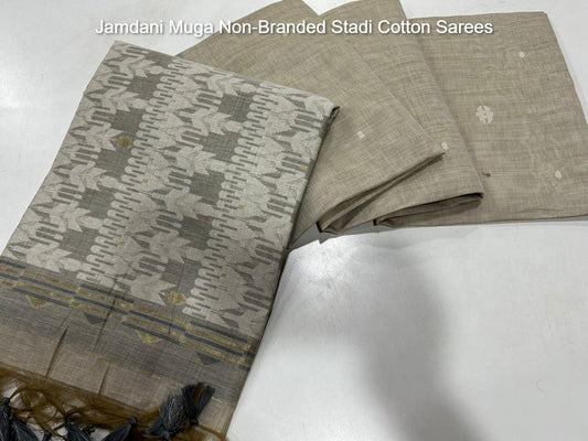 Jamdani Muga Non-Branded Stadi Cotton Sarees