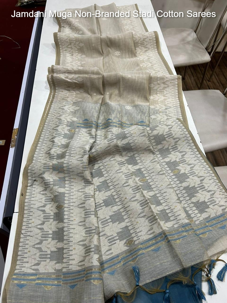 Jamdani Muga Non-Branded Stadi Cotton Sarees