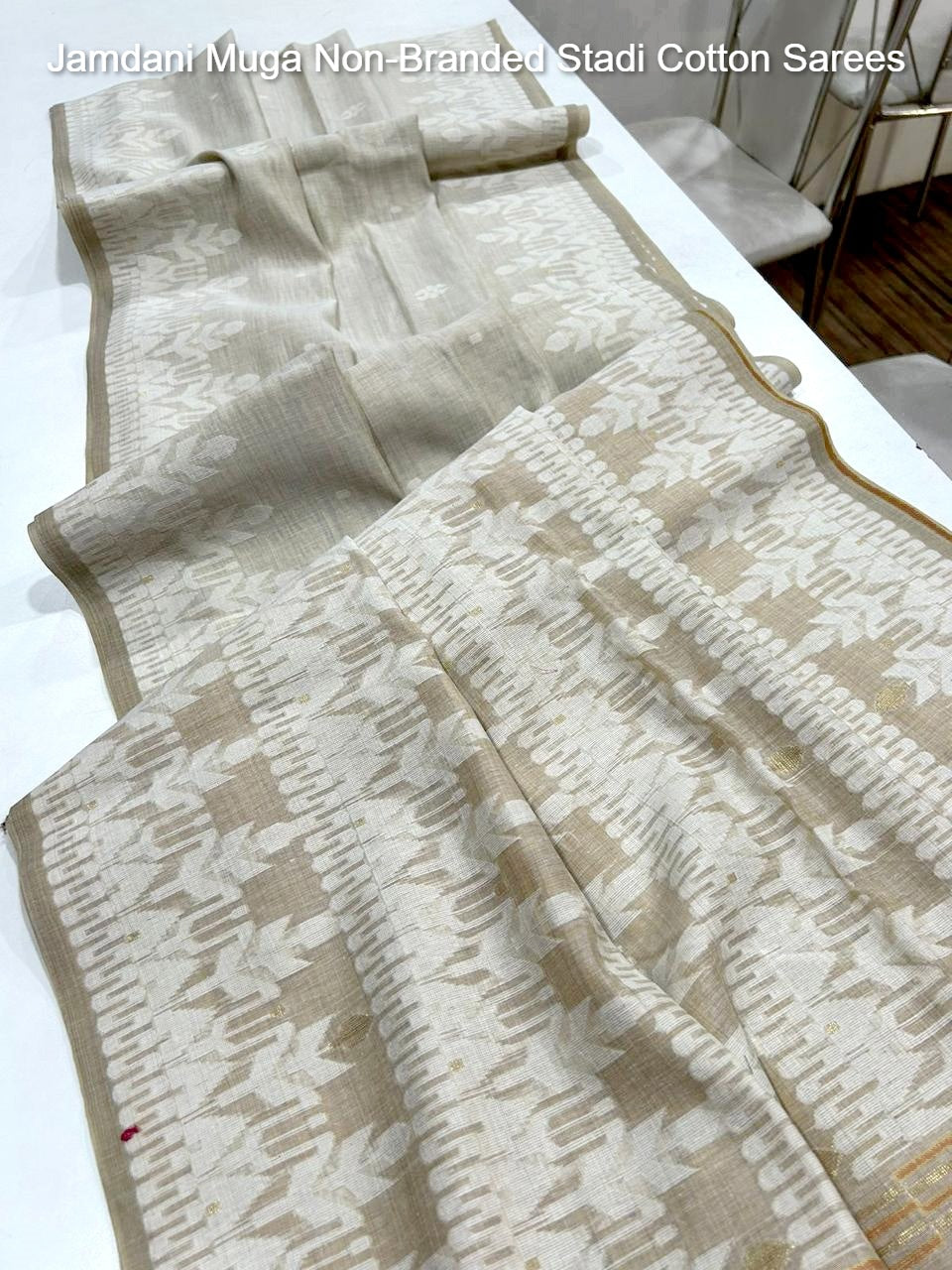 Jamdani Muga Non-Branded Stadi Cotton Sarees