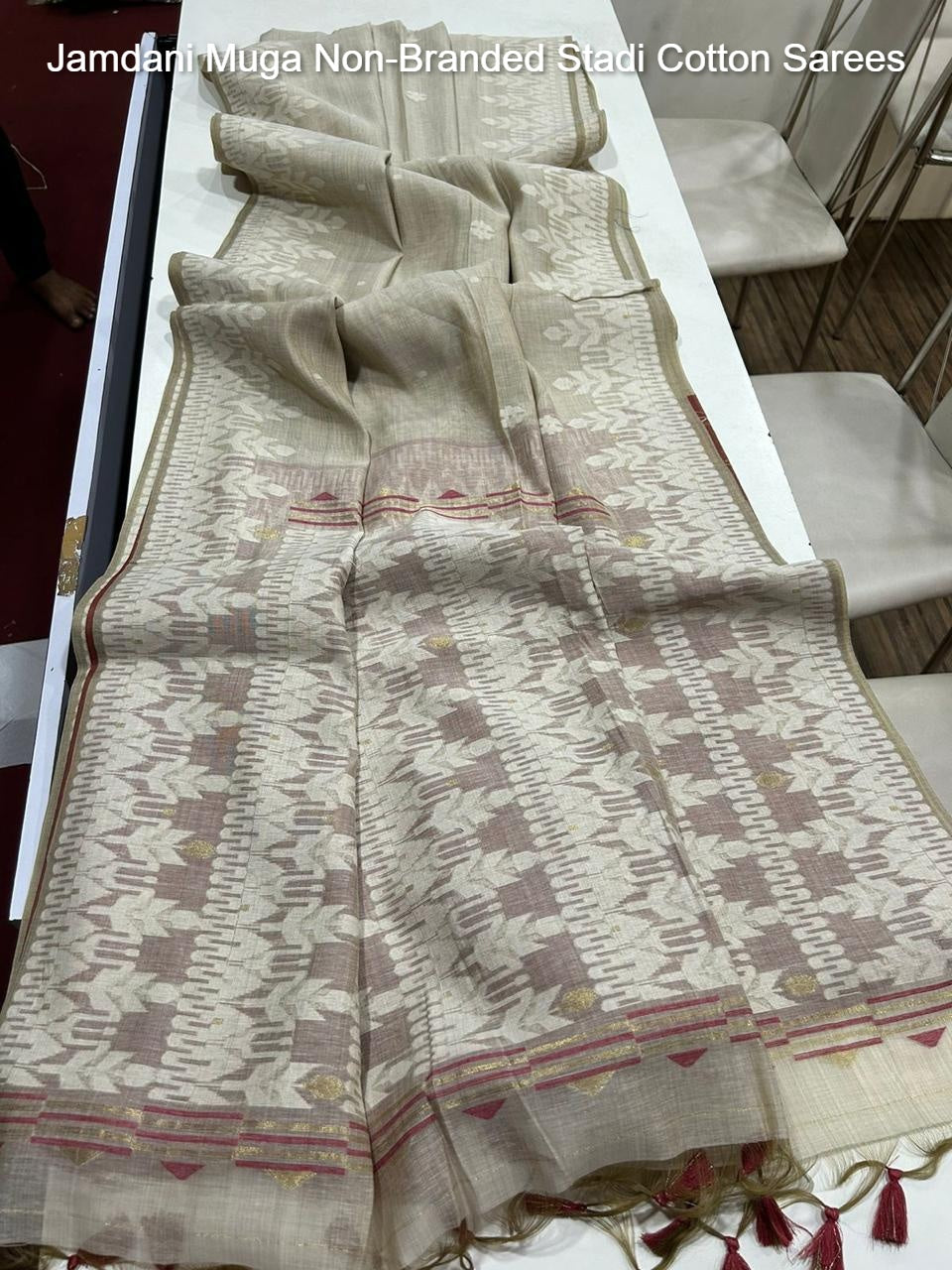 Jamdani Muga Non-Branded Stadi Cotton Sarees