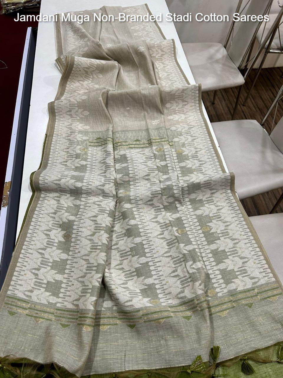 Jamdani Muga Non-Branded Stadi Cotton Sarees