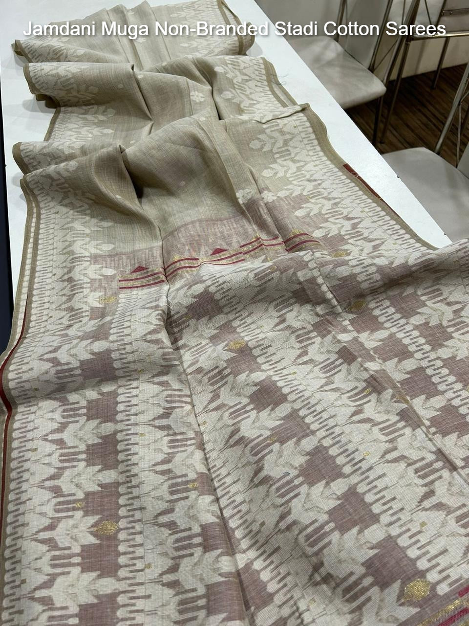 Jamdani Muga Non-Branded Stadi Cotton Sarees