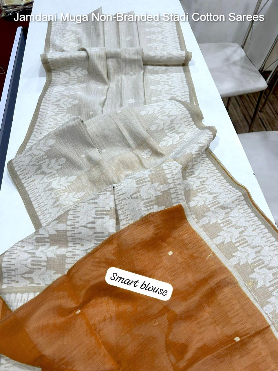 Jamdani Muga Non-Branded Stadi Cotton Sarees