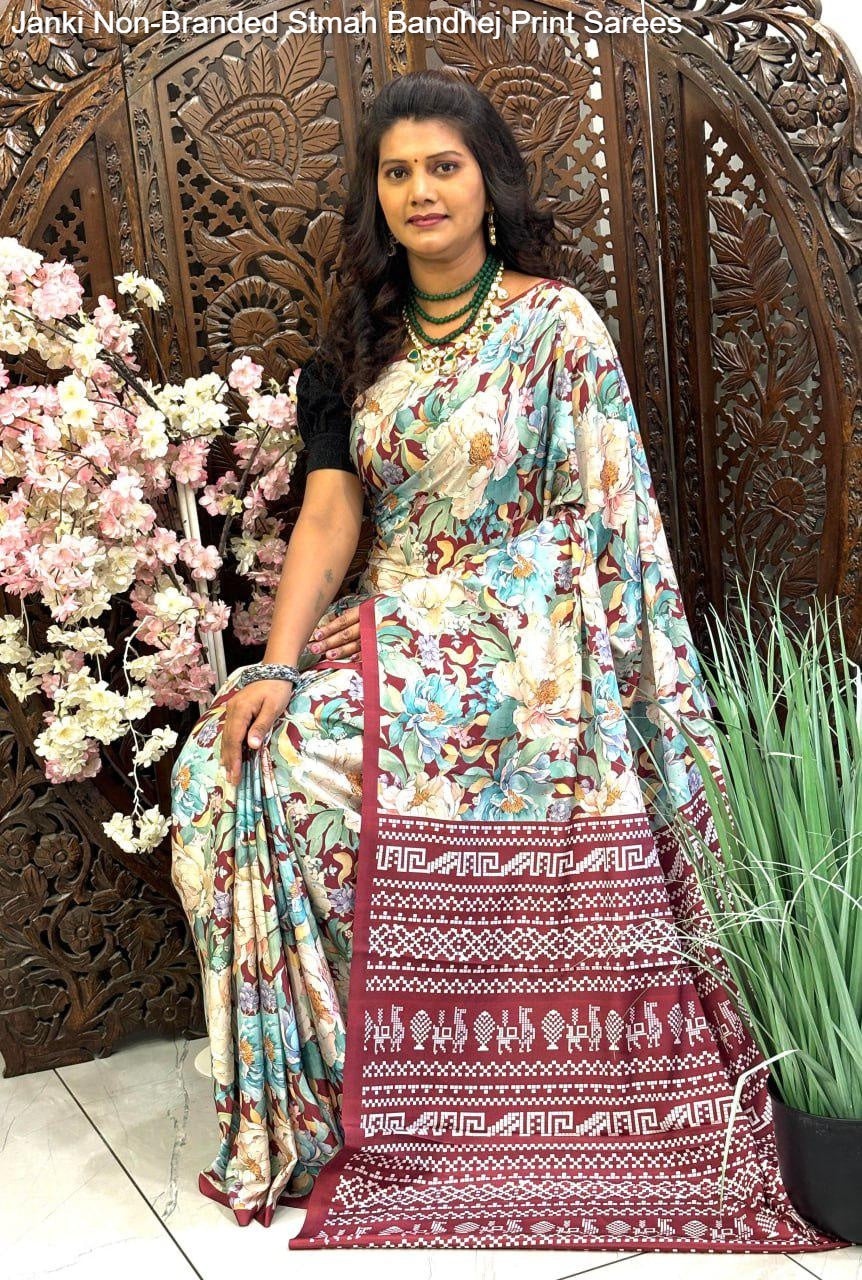Janki Non-Branded Stmah Bandhej Print Sarees