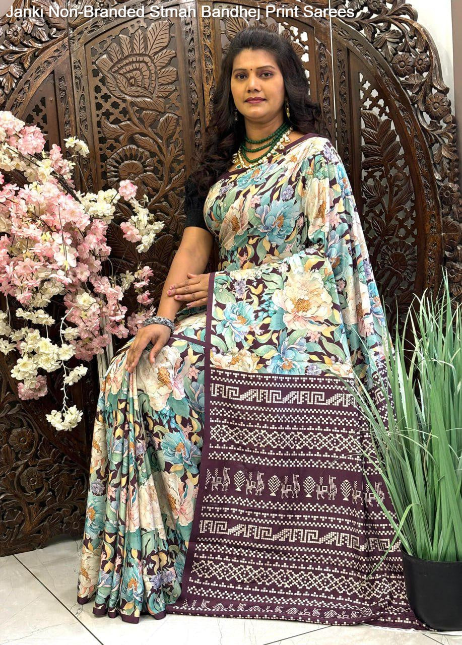 Janki Non-Branded Stmah Bandhej Print Sarees