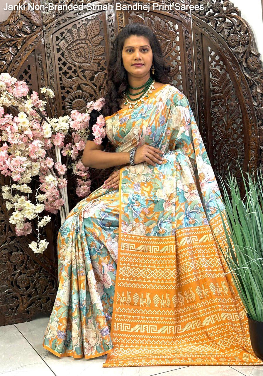 Janki Non-Branded Stmah Bandhej Print Sarees