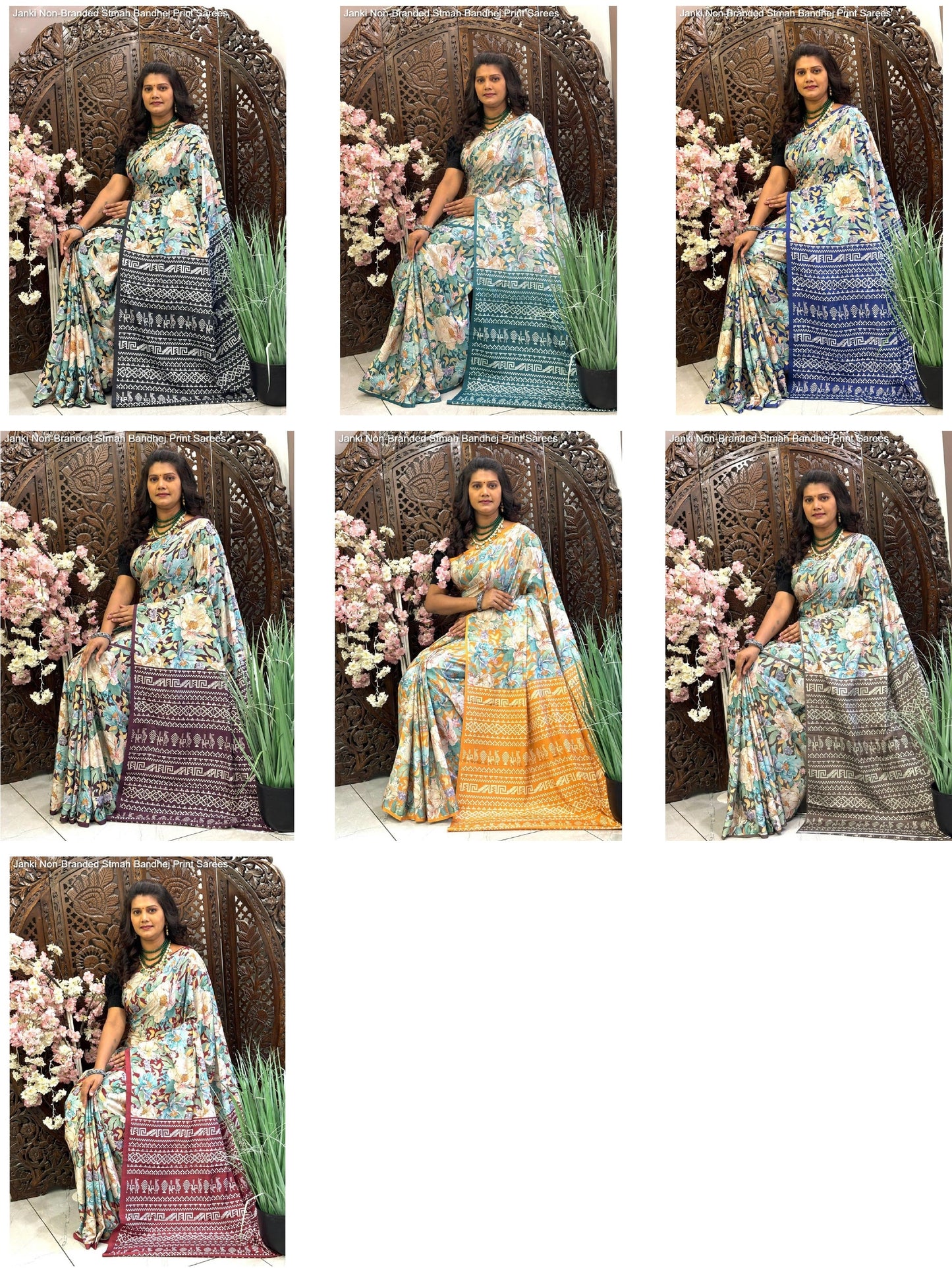 Janki Non-Branded Stmah Bandhej Print Sarees