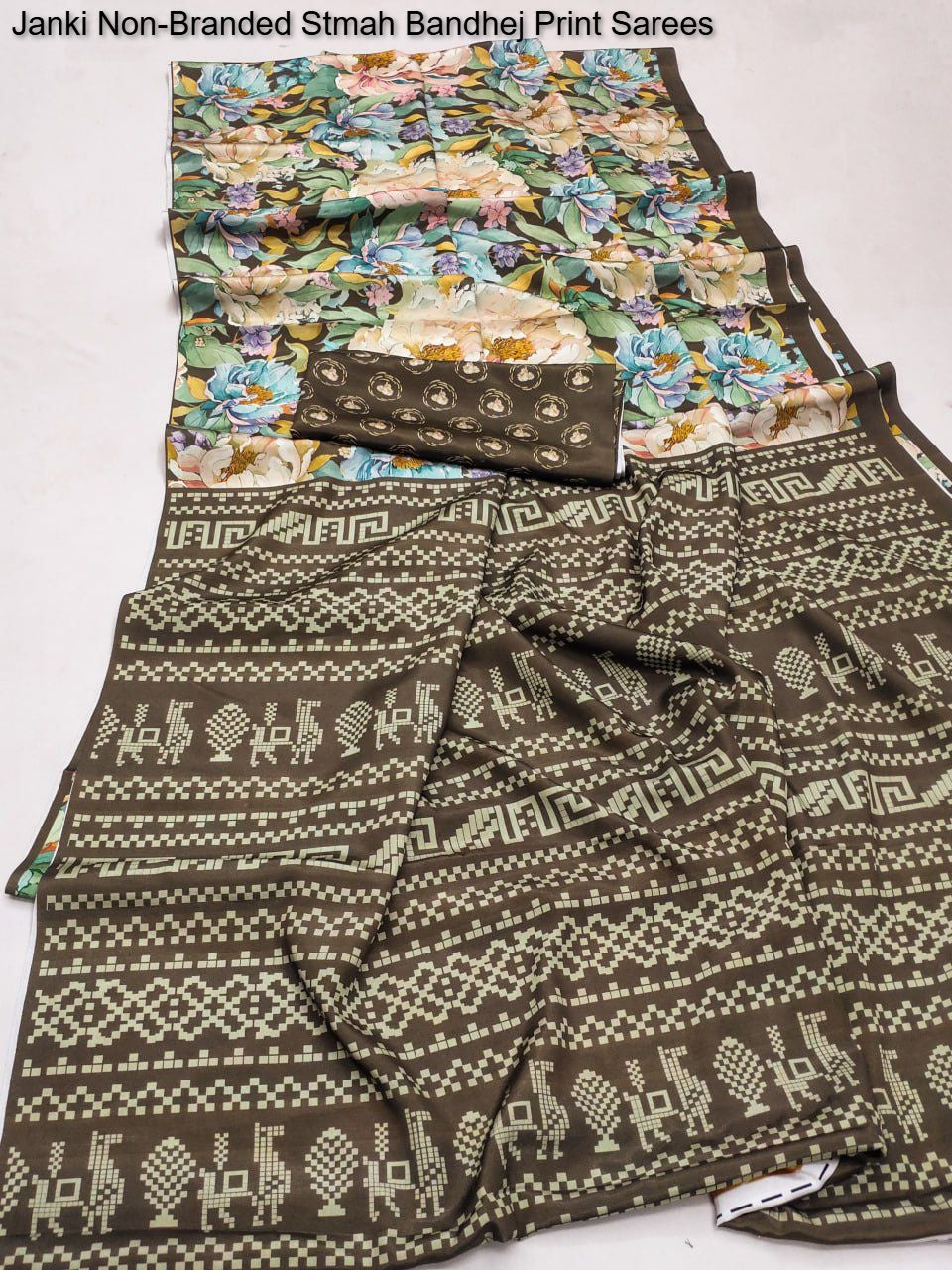 Janki Non-Branded Stmah Bandhej Print Sarees