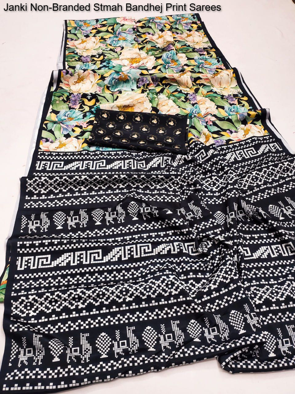 Janki Non-Branded Stmah Bandhej Print Sarees