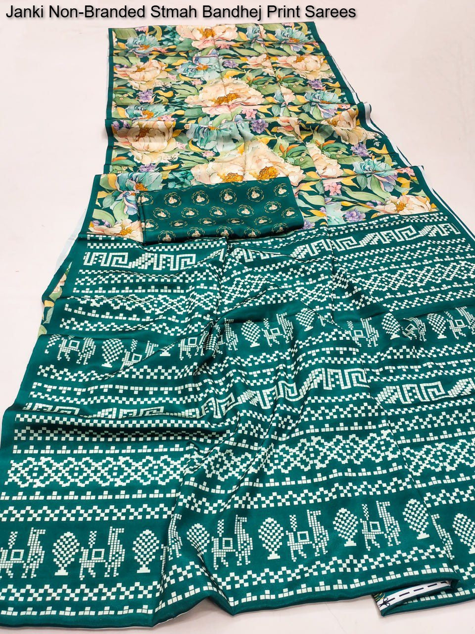 Janki Non-Branded Stmah Bandhej Print Sarees