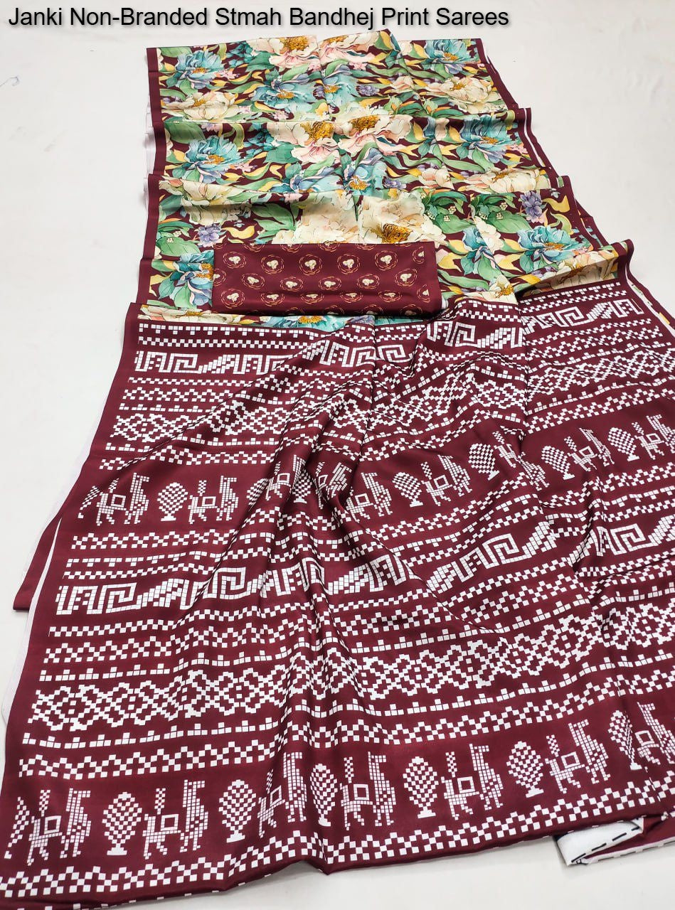 Janki Non-Branded Stmah Bandhej Print Sarees