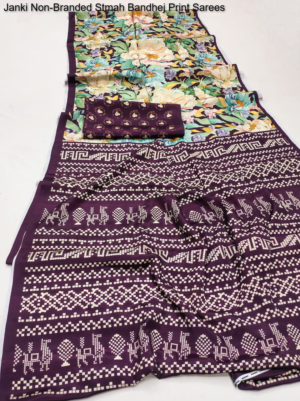 Janki Non-Branded Stmah Bandhej Print Sarees