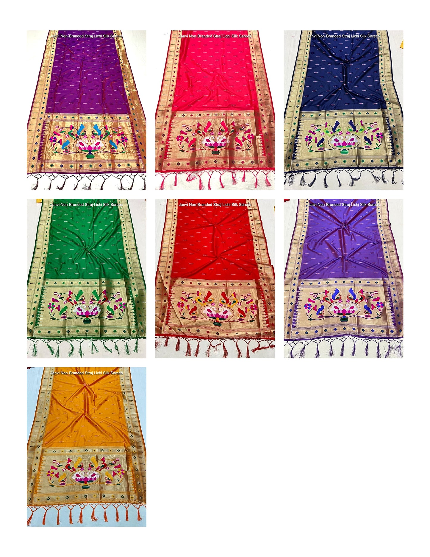 Janvi Non-Branded Straj Lichi Silk Sarees
