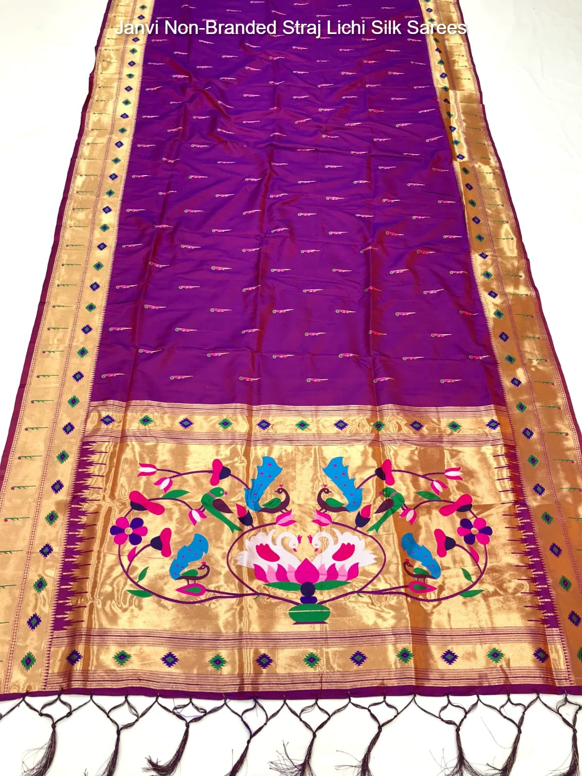 Janvi Non-Branded Straj Lichi Silk Sarees