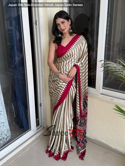 Japan Silk Non-Branded Stmah Japan Satin Sarees