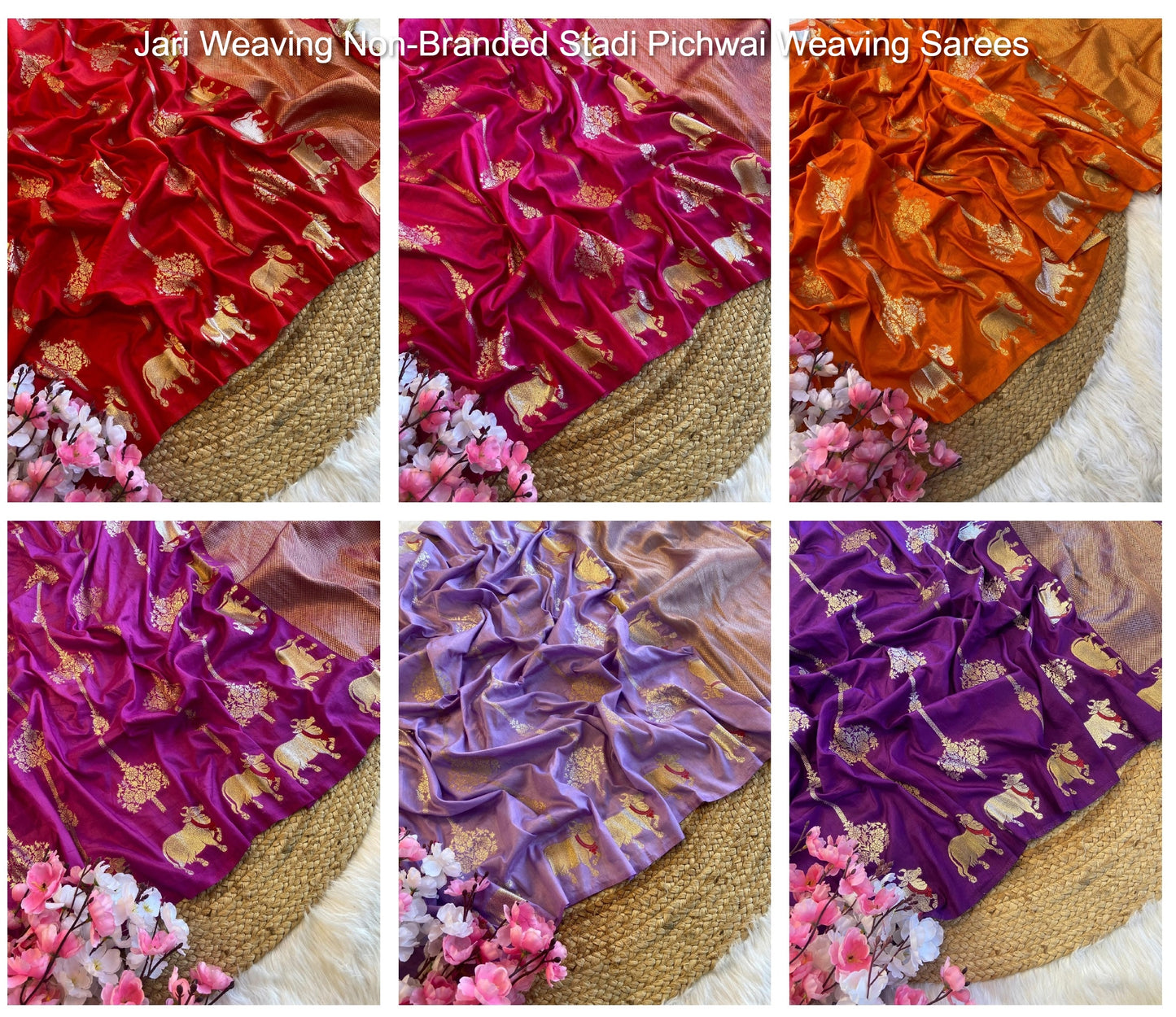 Jari Weaving Non-Branded Stadi Pichwai Weaving Sarees