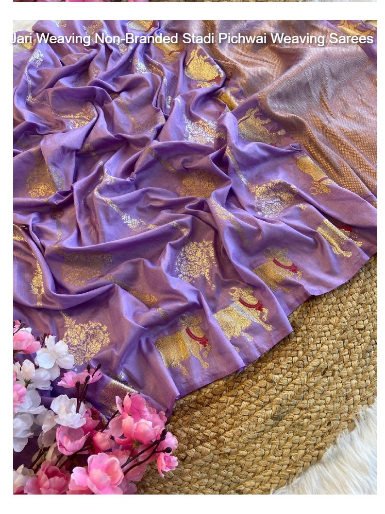 Jari Weaving Non-Branded Stadi Pichwai Weaving Sarees