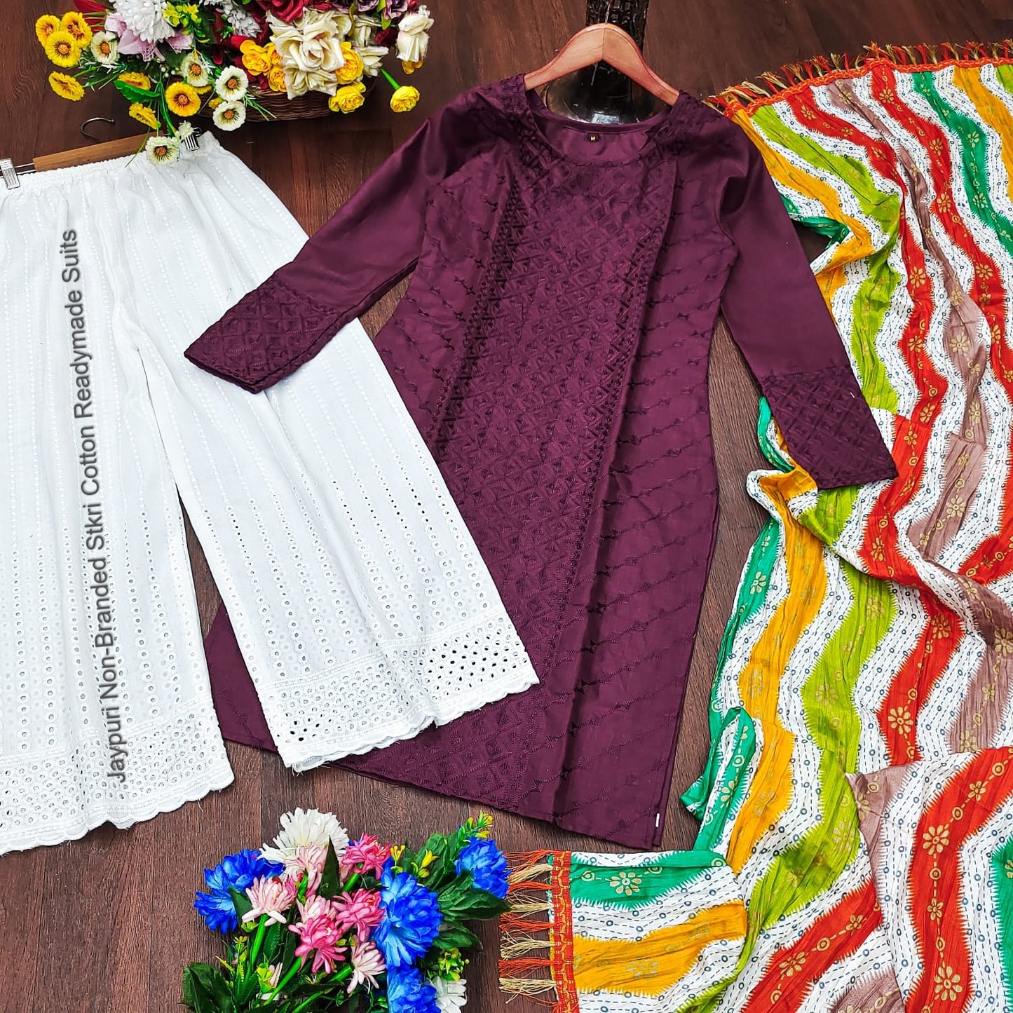 Jaypuri Non-Branded Stkri Cotton Readymade Suits