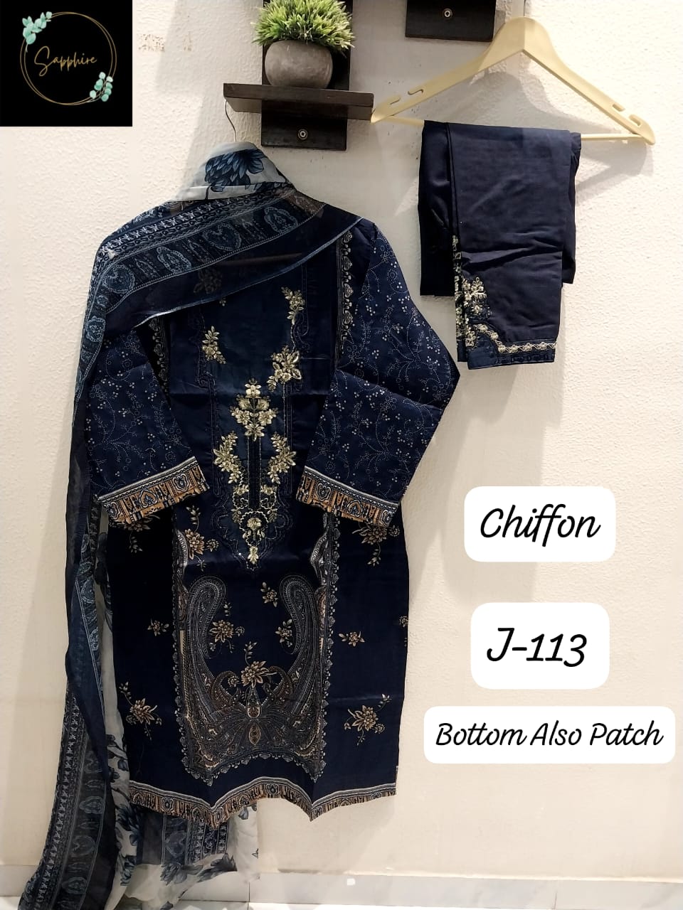 Jazmin Vol 113 Black Sapphire Patch Work Pakistani Readymade Suits