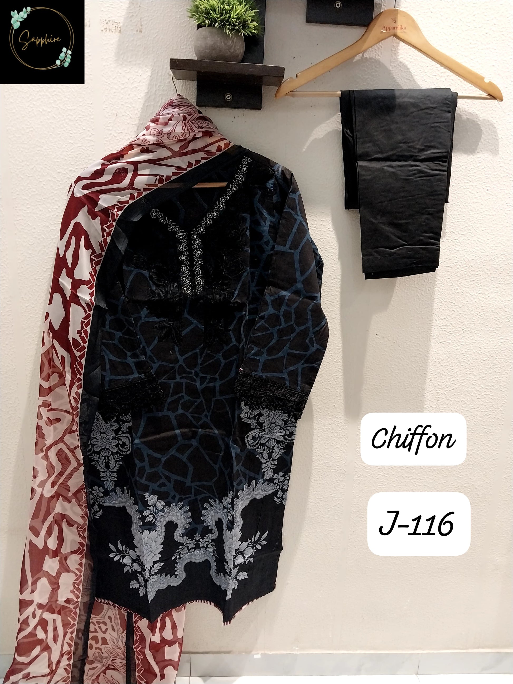 Jazmin Vol 116 Black Sapphire Lawn Cotton Pakistani Readymade Suits