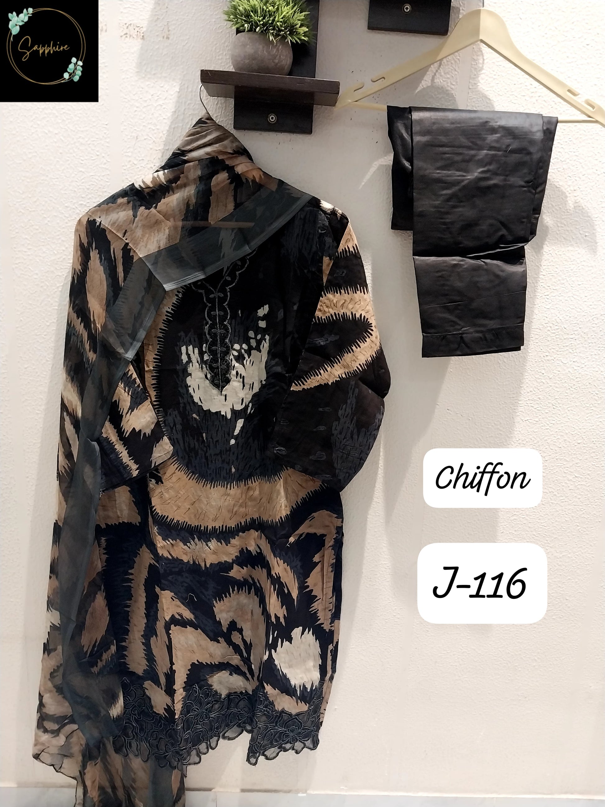 Jazmin Vol 116 Brown Sapphire Lawn Cotton Pakistani Readymade Suits