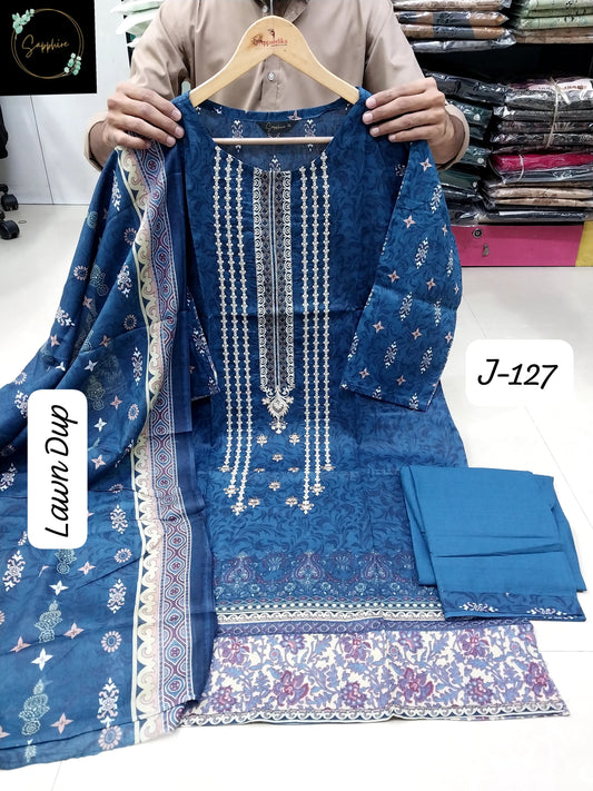 Jazmin Vol 127 Navy Blue Sapphire Embroidery Pakistani Readymade Suits