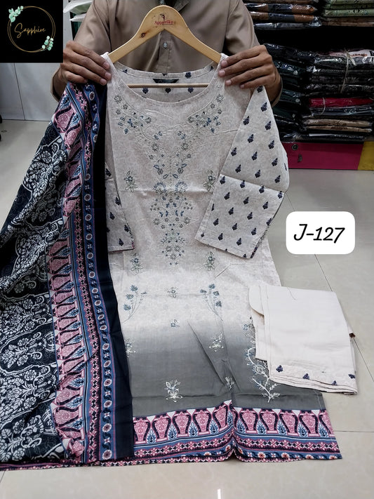 Jazmin Vol 127 Grey Sapphire Embroidery Pakistani Readymade Suits