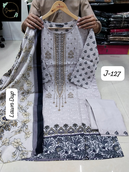 Jazmin Vol 127 Off White Sapphire Embroidery Pakistani Readymade Suits