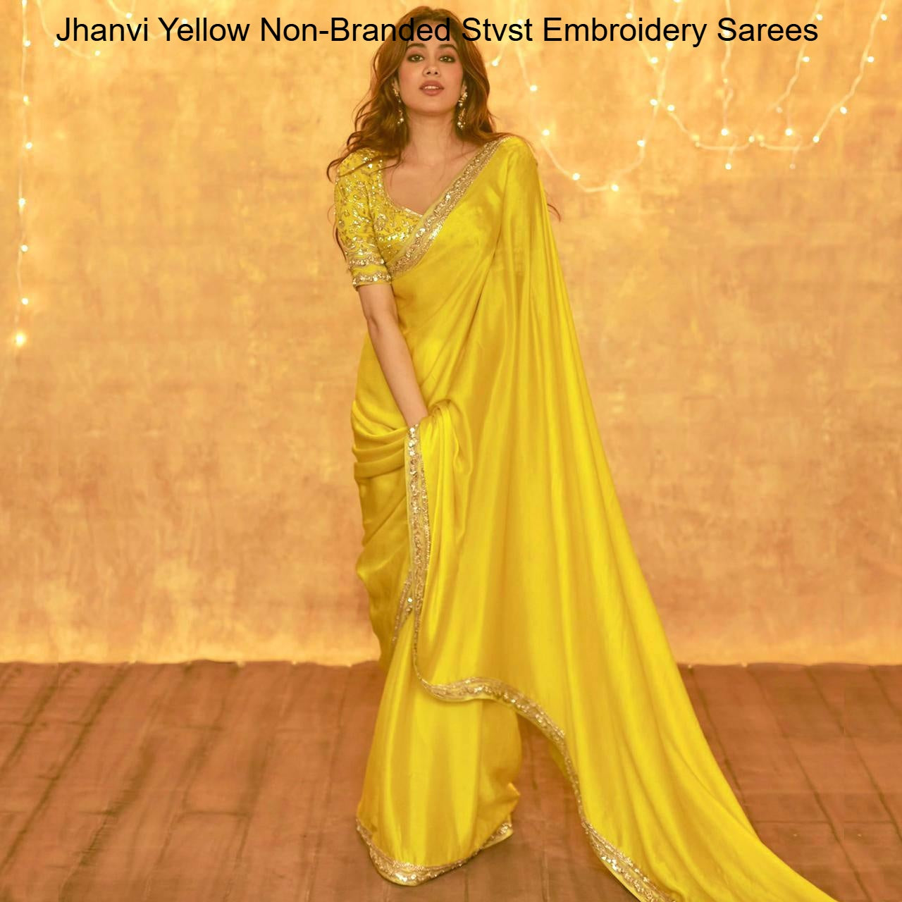 Jhanvi Yellow Non-Branded Stvst Embroidery Sarees