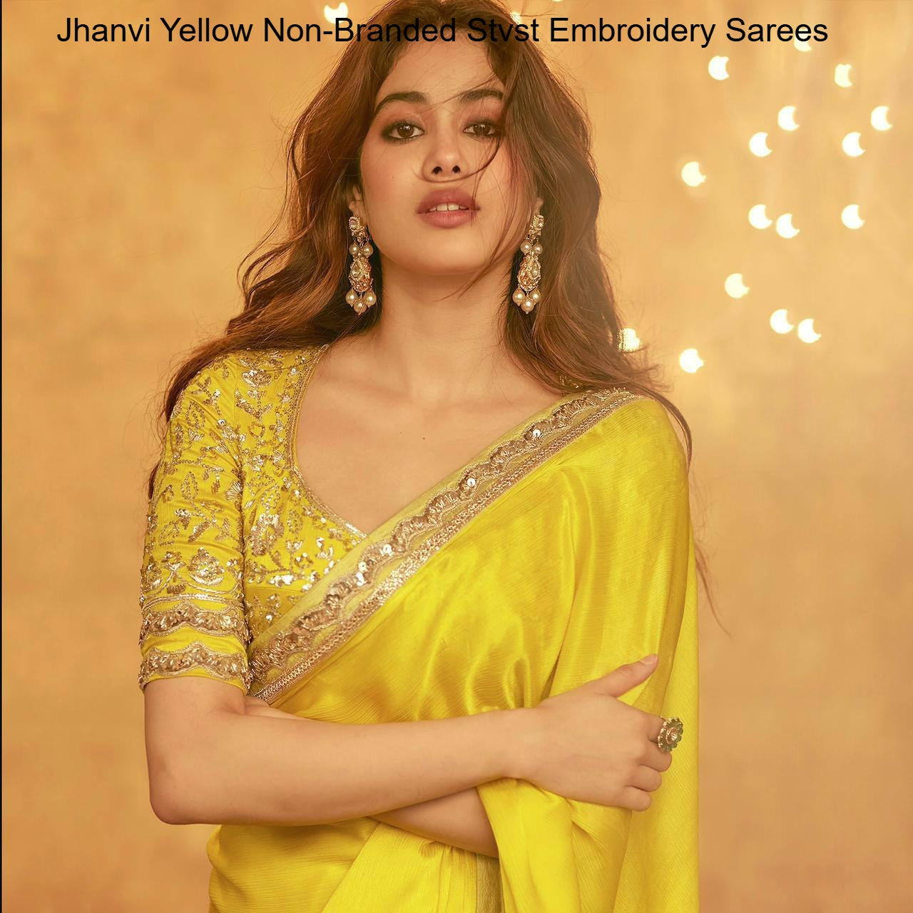 Jhanvi Yellow Non-Branded Stvst Embroidery Sarees