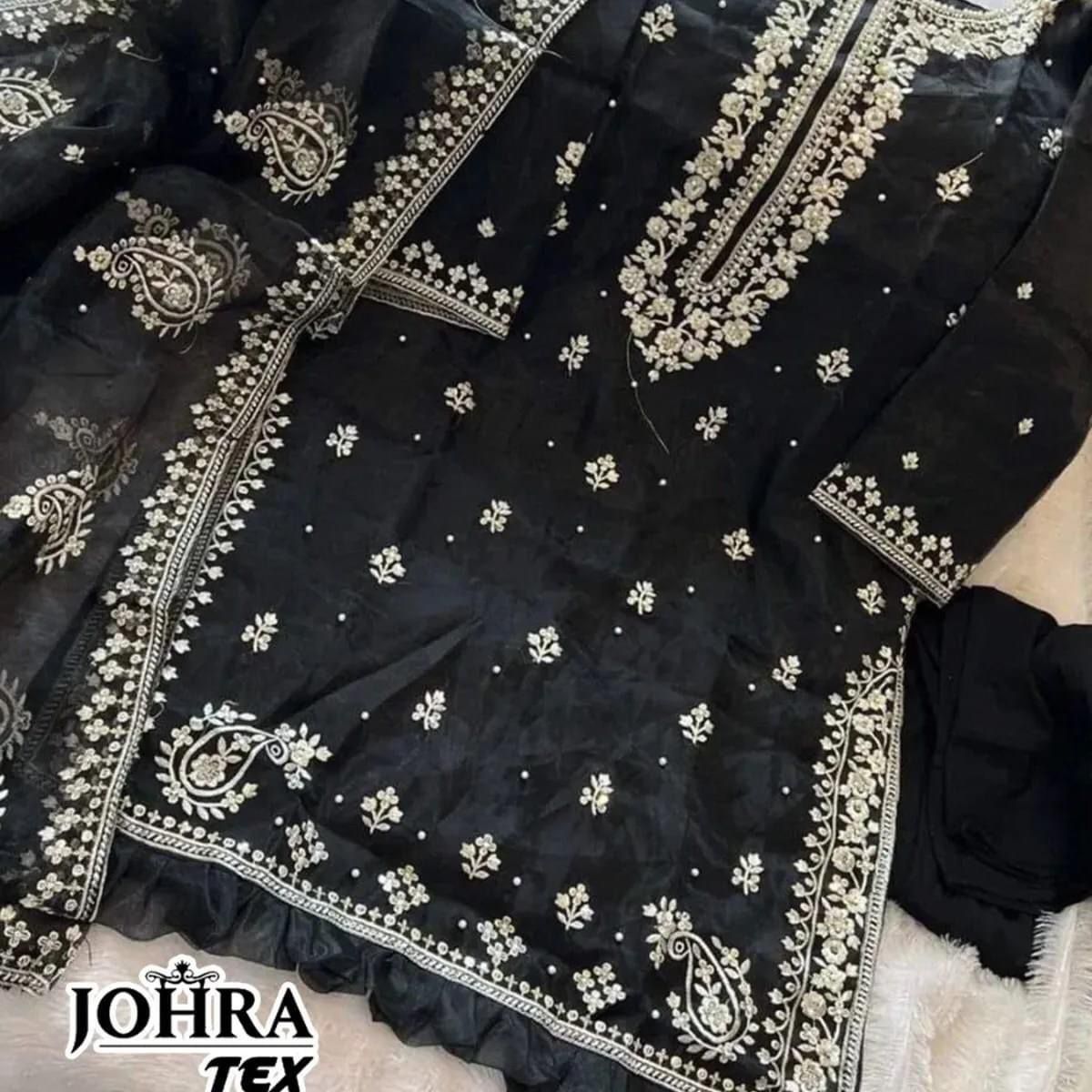 Jt-111 Black Johra Tex Embroidery Pakistani Salwar Suits