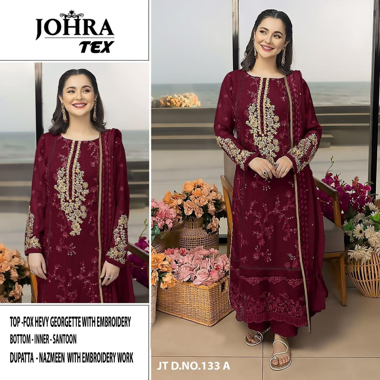 Jt-133 A Johra Tex Fox Georgette Pakistani Salwar Suits