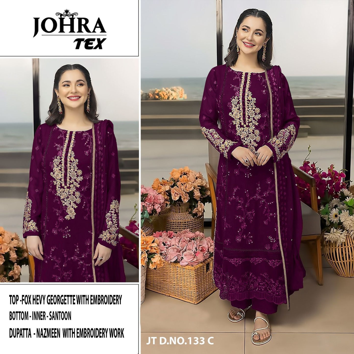 Jt-133 C Johra Tex Georgette Pakistani Salwar Suits