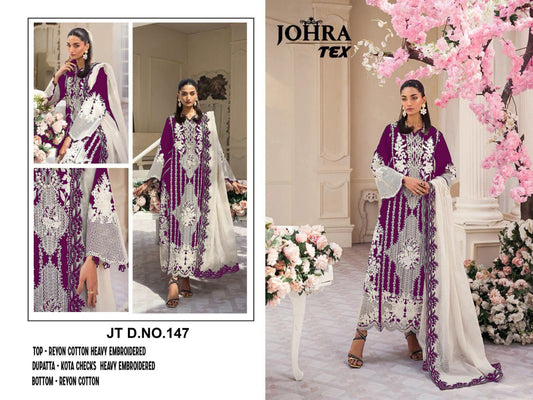 Jt-147 Purple Johra Tex Cotton Pakistani Salwar Suits