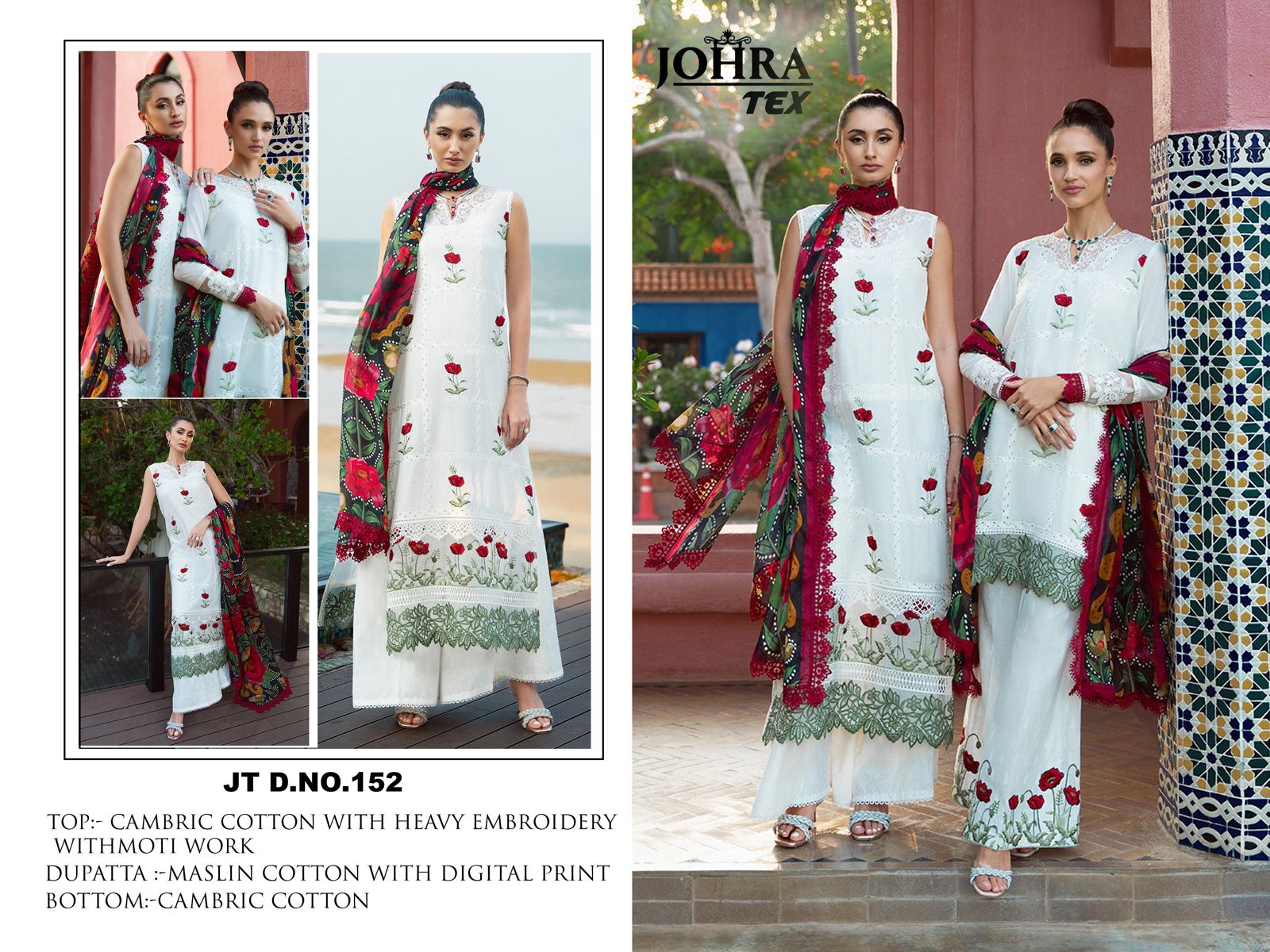 Jt-152 Johra Tex Cambric Cotton Pakistani Salwar Suits