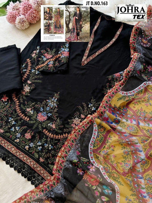 Jt-163 Black Johra Tex Embroidery Pakistani Salwar Suits