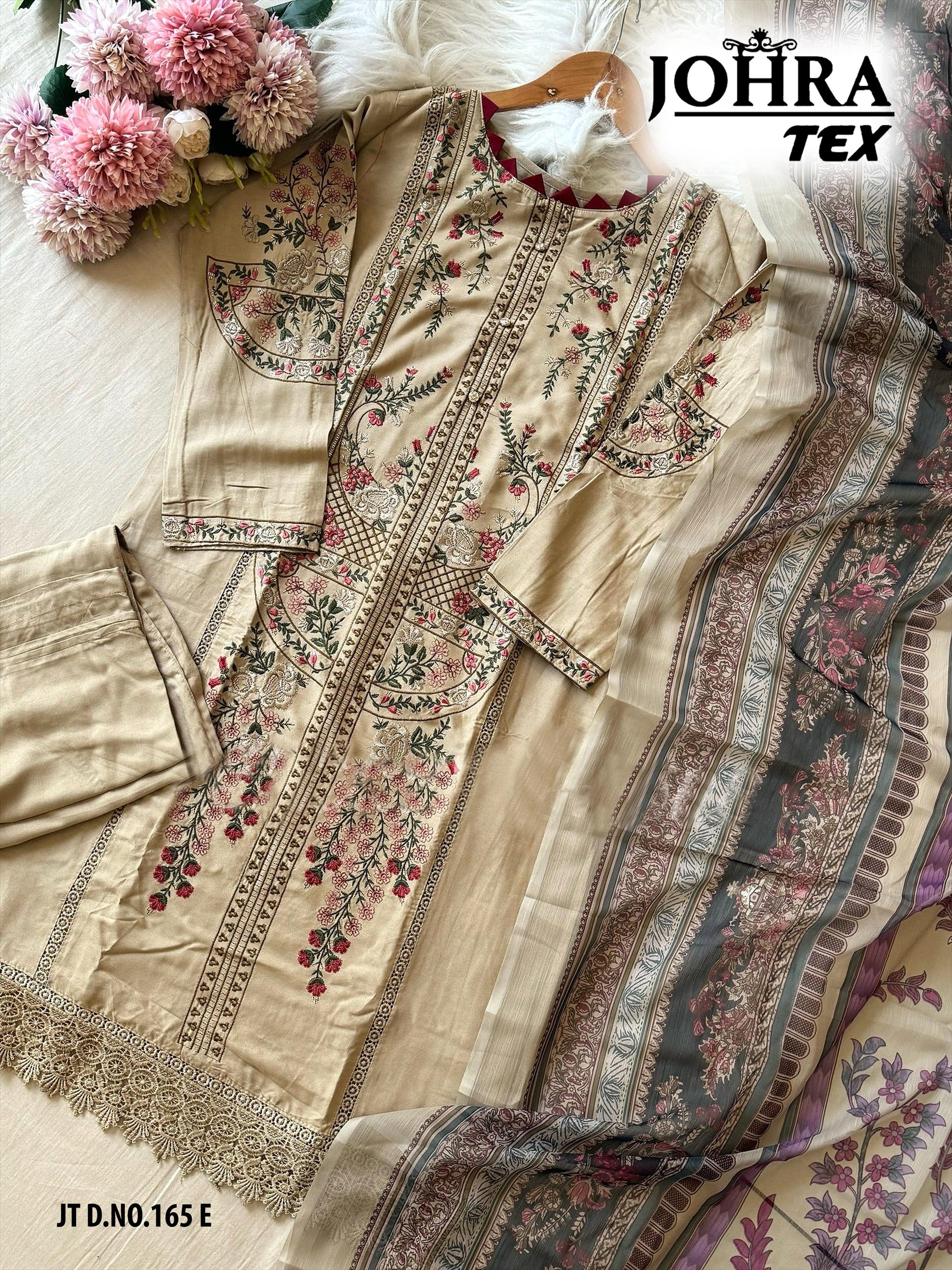 Jt-165 E Johra Tex Embroidery Pakistani Salwar Suits